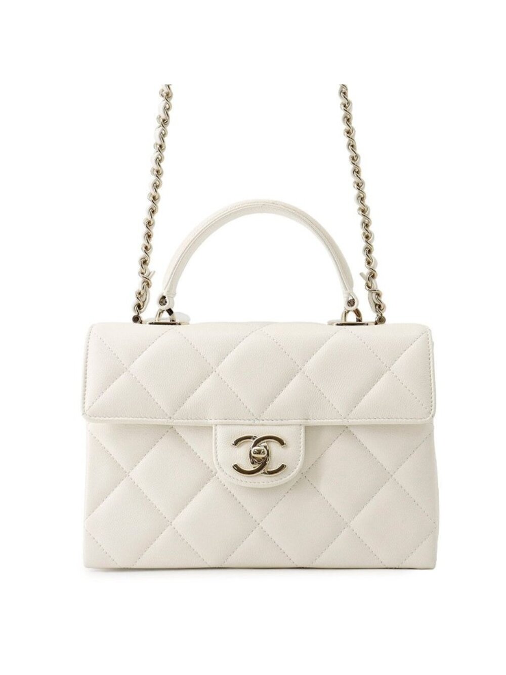 Chanel Chain Shoulder Bag Quilted CC Logo Top Handle Mini Flap Caviar Leather
